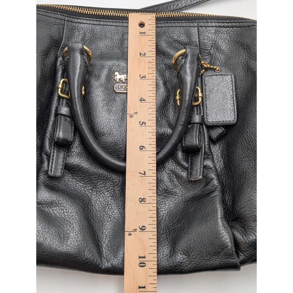 Coach Satchel Womens Medium Black Madison Lindsey 18676 Pebbled Leather Gold - Picture 9 of 10